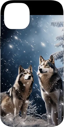 Vista 15 de Wolves Christmas Wolf Snowy Winter Forest Snowflakes Case para iPhone 16