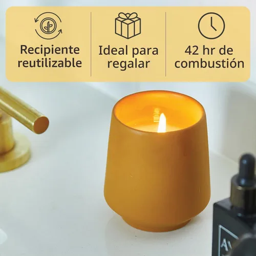 Vista 6 de Modern Sprout Rooted Candle - Vela perfumada de madera de cedro 2 en 1 y soja con semillas que crece en planta de lavanda, 6 onzas con 42 horas