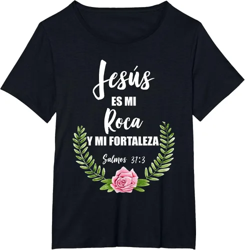 Vista 48 de Jesus ES Mi Roca - Camiseta con versículo bíblico cristiano español Salmos Asphalt Grey