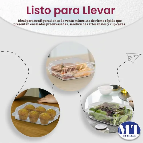 Vista 3 de MT Products Recipientes transparentes para llevar OPS de 6.8 x 5.6 x 2.1 pulgadas, recipientes de plástico para postres con tapas, paquete de 40