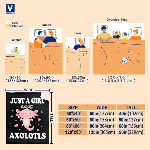 Vista 3 de Manta de Axolotl de regalo para niñas y mujeres, mantas ligeras con la frase "Just A Girl Who Loves Axolotls" de felpa con bonitos animales y peces