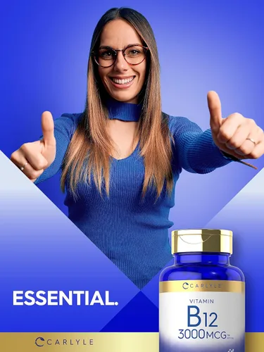 Vista 6 de Carlyle Vitamina B12 3000 mcg 180 tabletas Suplemento vegetariano Sin OMG y sin gluten