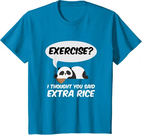 Vista 87 de ¿Ejercicio? I Thought You Said Extra Rice Panda Gift T-Shirt, Negro, S