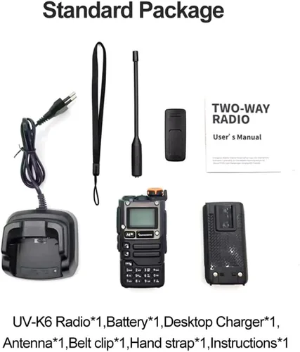 Vista 6 de Quansheng UV-K6 UV-K5 (8) Walkie Talkie 5W Airband Radio Tipo C Carga UHF VHF DTMF FM Radio bidireccional con función de alarma meteorológica NOAA