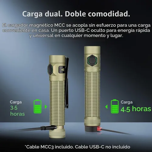 Vista 7 de OLIGHT BatonUltra - Linterna EDC recargable, 1800 lúmenes, 6 modos de luz de bolsillo con luz blanca pura, linternas LED brillantes USB C