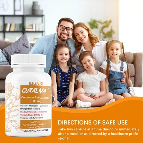 Vista 7 de ESUNM Curaliva Curcumin Phytosome 1000 mg - Suplemento dietético con complejo de curcumina de alta potencia - Apoya la salud en las articulaciones