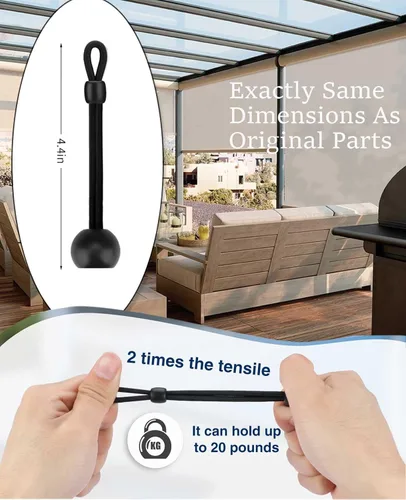 Vista 2 de Correas elásticas universales para sombra, piezas de repuesto, compatibles con persianas enrollables Coolaroo para exteriores, persianas para Negro