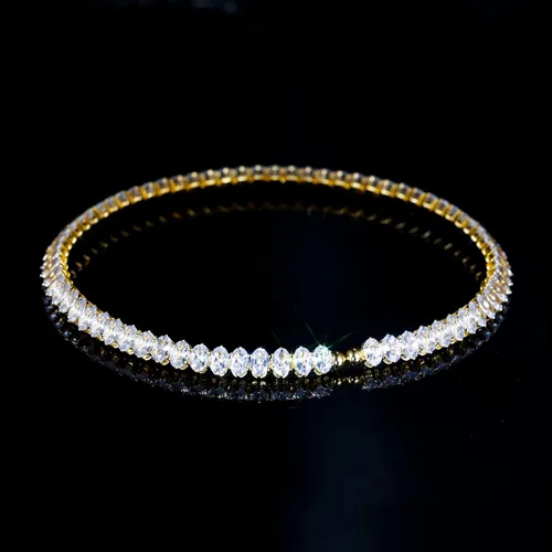 Vista 2 de AiliFe Gargantilla de circonita cúbica para mujeres y mujeres, brillantes diamantes de imitación chapados en oro amarillo, cadena de diamantes