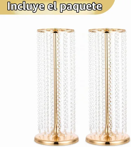 Vista 7 de Nuptio 2 centros de mesa de cristal dorado de 23.6 pulgadas de alto, jarrones de flores para decoración de mesas de fiesta
