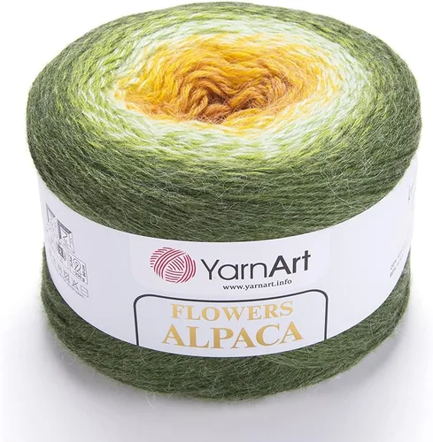Vista 11 de Yarn Art YarnArt Flowers Alpaca 20% alpaca, 80% acrílico, peso 8.82 onzas, longitud 1028 yardas, hilo de invierno multicolor de ganchillo arco iris