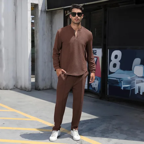 Vista 69 de FZNHQL Conjunto deportivo de moda para hombre, 2 piezas, casual, atlético, para correr, manga corta/larga, conjunto para hombre