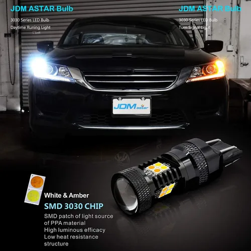 Vista 5 de Conjunto de chips extremadamente brillantes 3030 blanco/amarillo 3157 3155 3457 4157 bombillas LED con proyector para luces de giro delanteras/DRL