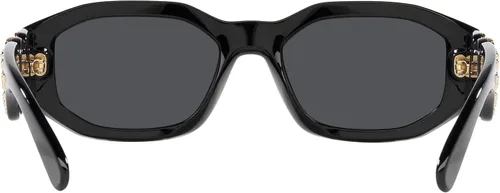 Vista 4 de Versace Gafas de sol para hombre, montura negra, lentes gris oscuro, 2.087in