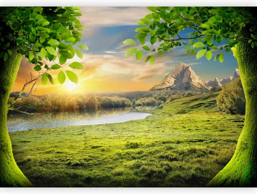 Vista 16 de artgeist Mural de pared Paisaje de la naturaleza, 77 x 55 pulgadas, papel tapiz autoadhesivo, extraíble, gran adhesivo, decoración de pared, diseño
