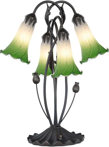 Vista 19 de Bieye L10849 Lámpara de mesa de acento de vidrio soplado con flor de lirio para decoración de sala de estar/dormitorio (1 luz, púrpura)