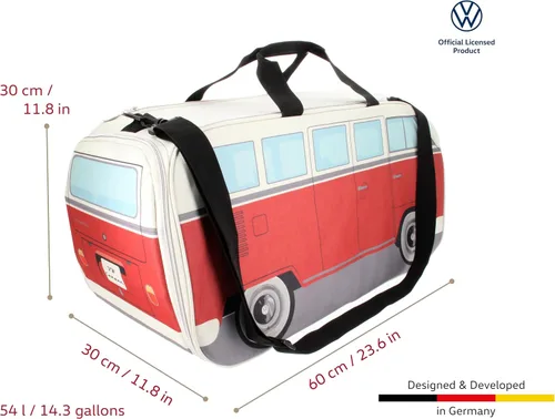 Vista 3 de BRISA VW Collection - Volkswagen Samba Bus T1 Camper Van Sport, gimnasio, bolsa de viaje, bolsa de lona con compartimento para zapatos y artículos