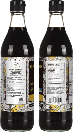 Vista 2 de Soeos Vinagre de Chinkiang 16.9 fl oz (16.9 fl oz), 3 años de edad, vinagre negro maduro envejecido, vinagre negro chino, vinagre de Zhenjiang