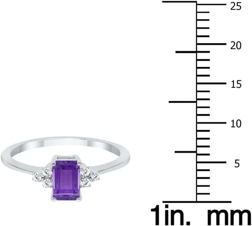 Vista 4 de SZUL Anillo de piedras preciosas y diamantes en oro blanco de 10 quilates (disponible en esmeralda, zafiro, topacio azul, amatista y más)