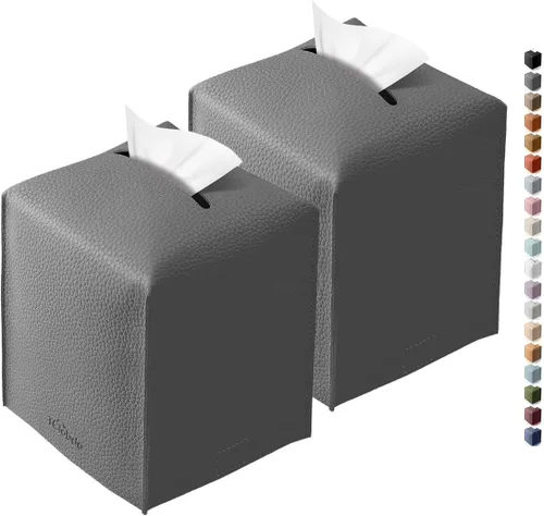 Vista 18 de Funda cuadrada para caja de pañuelos de piel sintética moderna para decoración creativa, paquete de 2, ideal para baños, oficina, coche, mesita