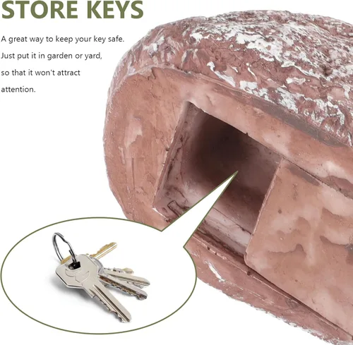 Vista 6 de Stone Key Hider Fake Rock Key Holder Storage Case Resin Outdoor Garden Hide for Yard Safety and Security
