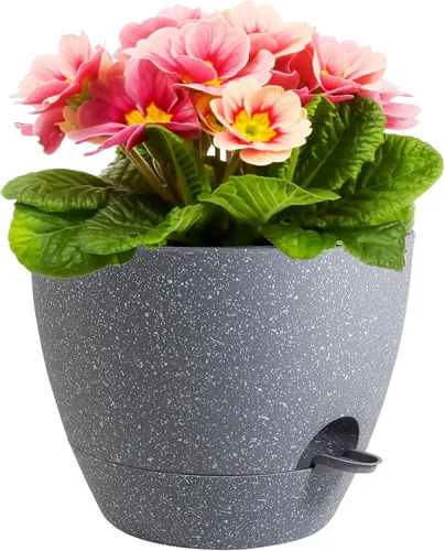 Vista 28 de Meowell Macetas grandes de 12 pulgadas con riego automático para plantas de interior y exterior, macetas para flores con orificios de drenaje