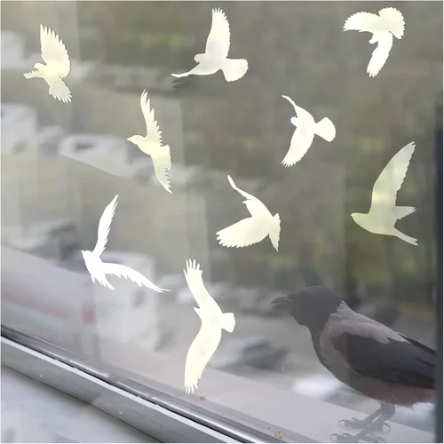Vista 3 de 37 adhesivos anticolisión para ventanas, salva a los pájaros de golpes de ventanas, advierte a los pájaros, color blanco
