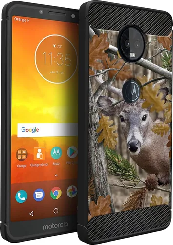 Vista 8 de CasesonDeck Bear - Funda compatible con Motorola Moto G7 Power/Moto G7 Supra, serie Hunters, delgada, sin volumen, textura de fibra de carbono