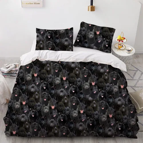 Vista 16 de Airedale Terrier - Juego de funda de edredón con estampado de cara de perro, juego de ropa de cama de 3 piezas, juego de funda de edredón suave