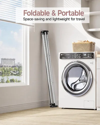 Vista 6 de TOOLF Tendedero plegable para ropa, de acero inoxidable, portátil, para interiores y exteriores, de gran capacidad