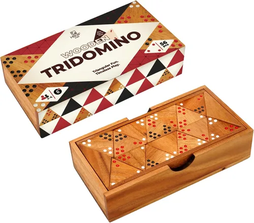 Vista 10 de BSIRI Juego de dominó de madera para adultos, doble 6 juegos de dominó de madera gruesa clásica de color profesional, juego de dominó de viaje