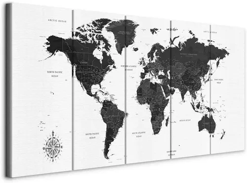 Vista 15 de artgeist Lienzo decorativo para pared, mapa del mundo, 40 x 16 pulgadas, 5 unidades, decoración del hogar, enmarcado, estirado, foto, pintura