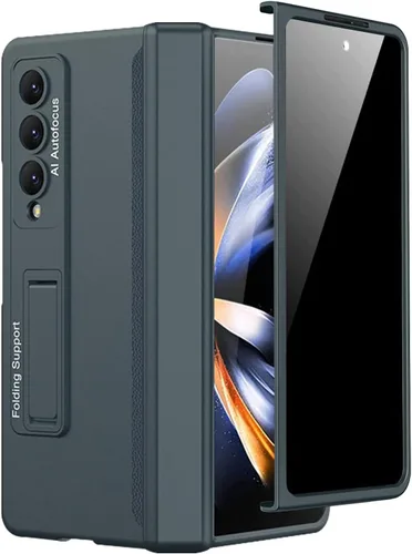 Vista 10 de Miimall Funda para Samsung Galaxy Z Fold 4 con protector de pantalla de privacidad, soporte ajustable integrado y protección magnética de bisagra