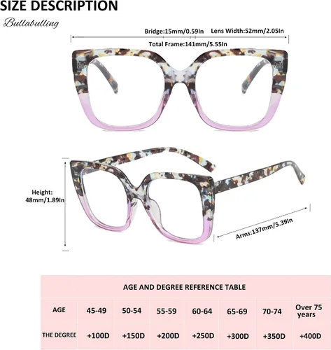 Vista 2 de Lentes de lectura de gran tamaño para mujer, estilo Oprah, estilo cuadrado, bloqueo de luz azul, lector de computadora, floral