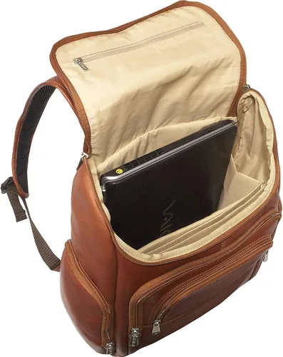 Vista 6 de Piel Leather Mochila para portátil con múltiples bolsillos, Saddle, Mochila para portátil con múltiples bolsillos