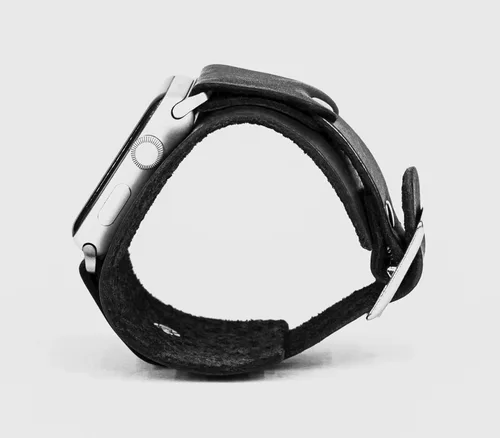 Vista 8 de Correa ancha de cuero compatible con Apple Watch de 1.496 in 1.575 in 1.614 in 1.654 in 1.732 in 1.772 in 1.811 in 1.929 in, hecho a mano UA 1540