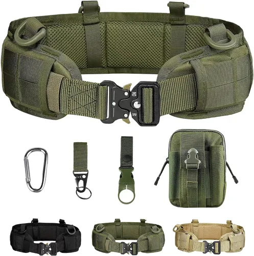 Vista 7 de Cinturón de batalla táctico Cinturones tácticos Soporte de cinturón táctico para hebilla de metal Cinturón de liberación rápida con bolsas