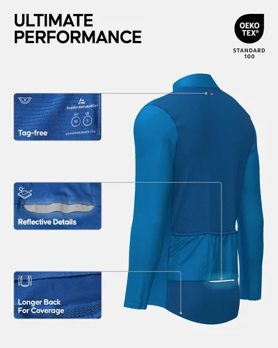 Vista 2 de DANISH ENDURANCE Maillot de ciclismo para hombre, manga larga, bolsillos, sin etiquetas, secado rápido