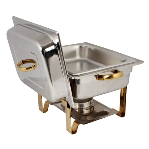 Vista 3 de Juego de sartenes TigerChef con detalles dorados, Plateado, 1