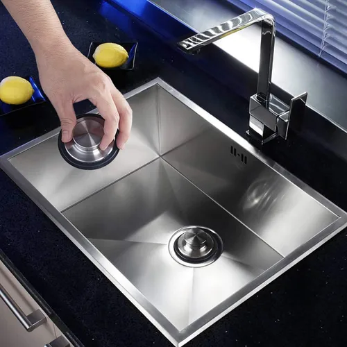 Vista 6 de CORNERJOY Tapón para fregadero de cocina de acero inoxidable, borde ancho grande de 3.38 pulgadas de diámetro, tapón de eliminación de basura