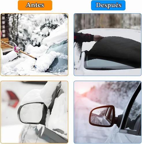 Vista 5 de Gintenco - Protector contra nieve y hielo para parabrisas de automóvil, con bordes magnéticos, 4 capas de grosor, con cubiertas de espejos