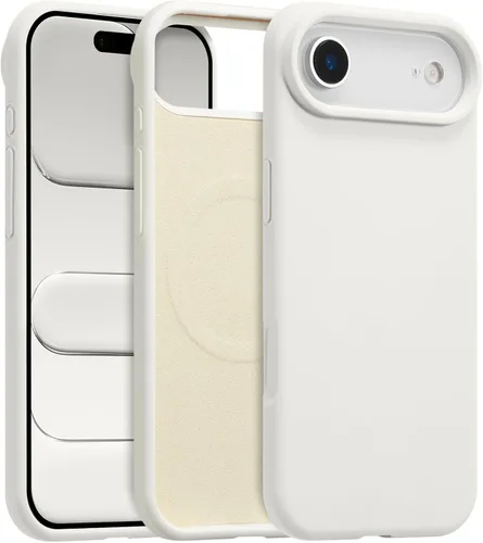 Vista 437 de Funda magnética de silicona para iPhone 13 Pro, color blanco antiguo [Compatible con Magsafe] [Forro de microfibra suave antiarañazos], funda