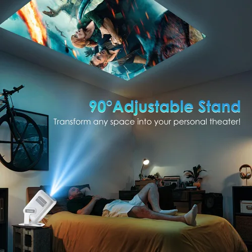 Vista 7 de Mini proyector inteligente WiFi Bluetooth, enfoque automático/Keystone, nativo 1080P, 4K Built-in Apps, Short Throw, Portable Projectors for