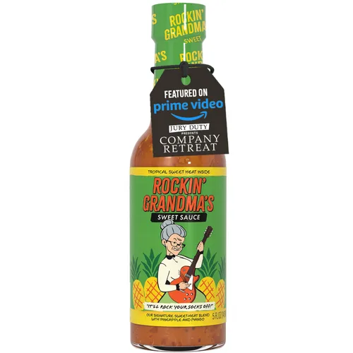 Vista 10 de Rockin' Grandma's Jamaican Jerk Sauce de Dave's Gourmet, 5 onzas líquidas - Destacado en Prime Video's Jury Duty: Company Retreat - Salsa picante