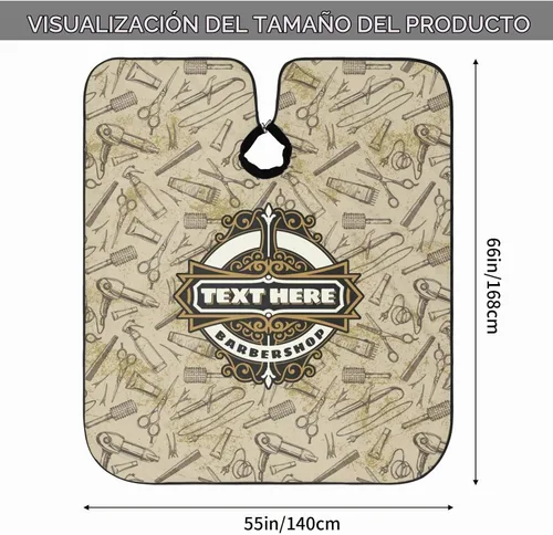 Vista 3 de Capa de peluquero personalizada, capa de corte de cabello con texto personalizado para hombres, kit de corte de pelo personalizado, delantal