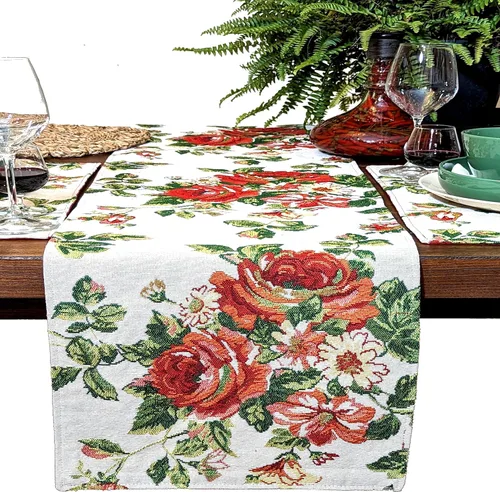 Vista 12 de Tache Home Fashion DB9046TR-13X48 - Camino de mesa con diseño de margaritas rojas y amarillas, color rojo y amarillo, 48 pulgadas