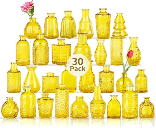 Vista 16 de Jarrones de Vidrio para Capullos en Juego a Granel de 30 Piezas, Pequeños Jarrones de Vidrio para Flores como Centros de Mesa de Boda para Mesas