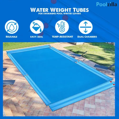 Vista 6 de Poolzilla Tubo de agua de doble cámara resistente de 8 pies para cubiertas de invierno de piscina, paquete de 6