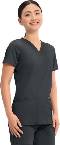 Vista 6 de Workwear Revolution Mujeres Scrubs Top V-cuello WW620 Negro