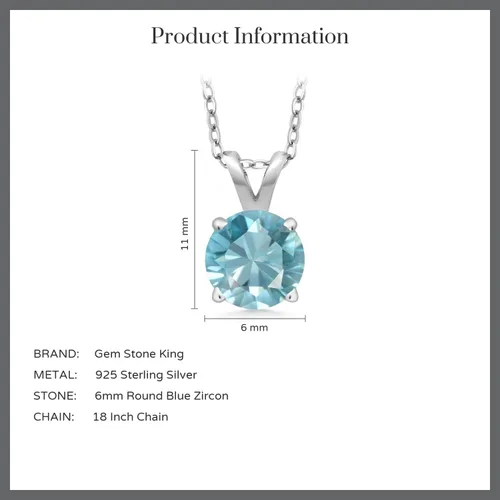 Vista 25 de Gem Stone King Collar con colgante solitario de plata de ley 925 de 0.236 in con piedra natal redonda Collar de 4 puntas para mujer Con cadena