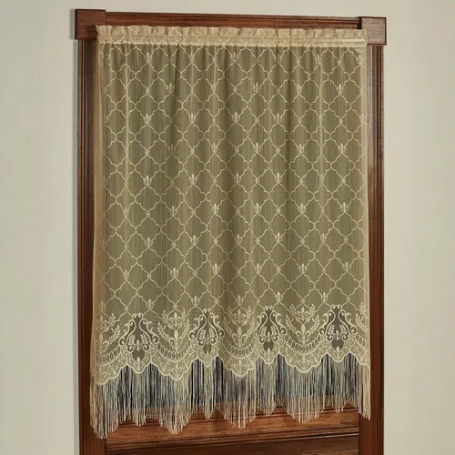 Vista 12 de Touch of Class Panel de cortina victoriana de encaje Fleur de Lis para ventana de poliéster - Oro antiguo - Panel de estilo europeo para ventanas